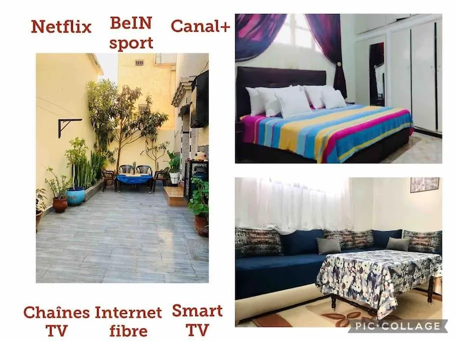 Appartement Avec Patio, Au Centre Ville, Internet Fibre, Canal Plus, Chaines Internationales Agádír